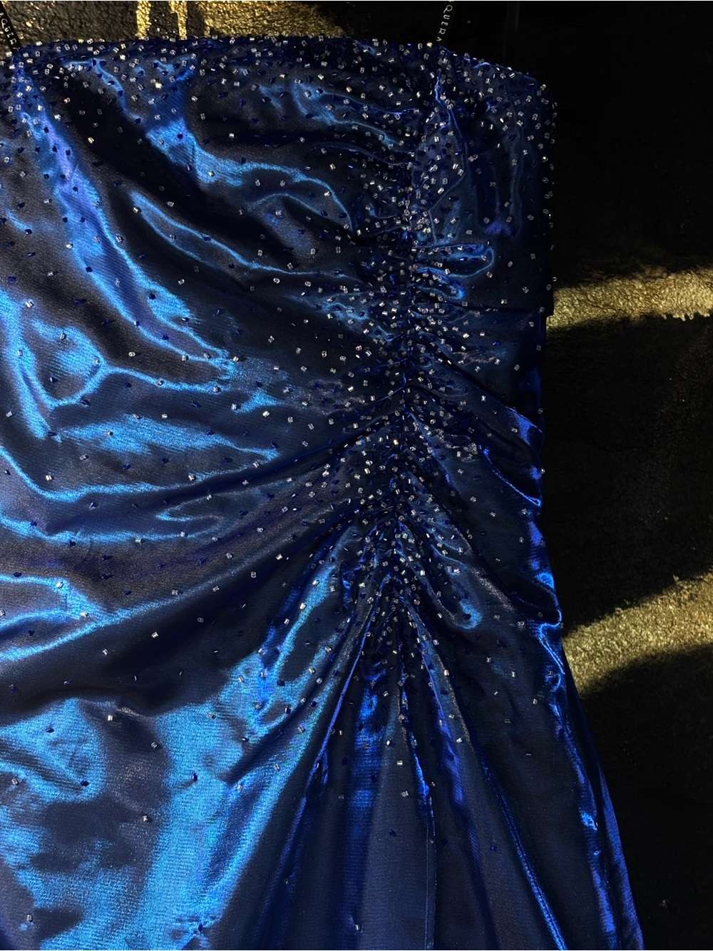 Vintage Y2K Masquerade Royal Blue Beaded Formal Gown - size 9/10